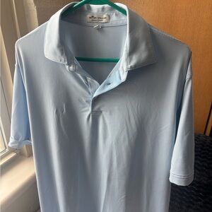Peter Millar Light Blue Men's Polo Shirt Stripes Summer Collared Preppy Athletic